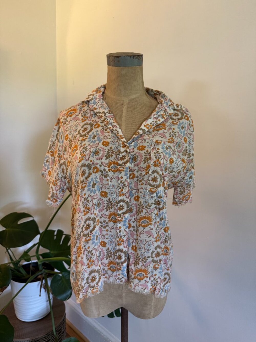 Philosophy Short Sleeve Button Up Top